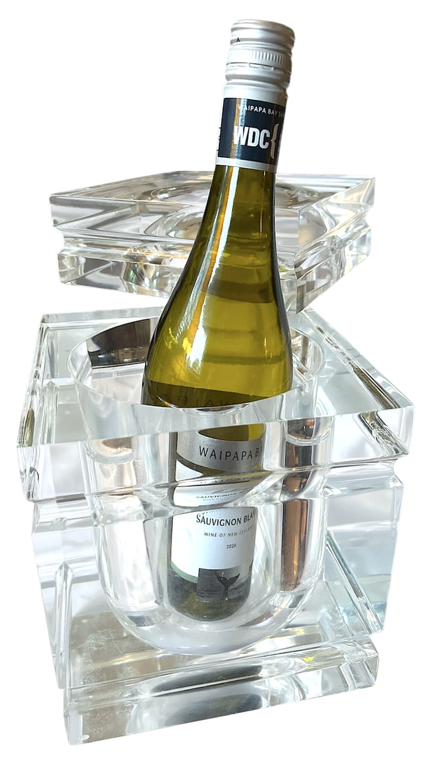 Large Vintage Lucite Ice Bucket With Swivel Lid, Attributed to Alessandro Albrizzi, Italy, C. 1970s - 2
