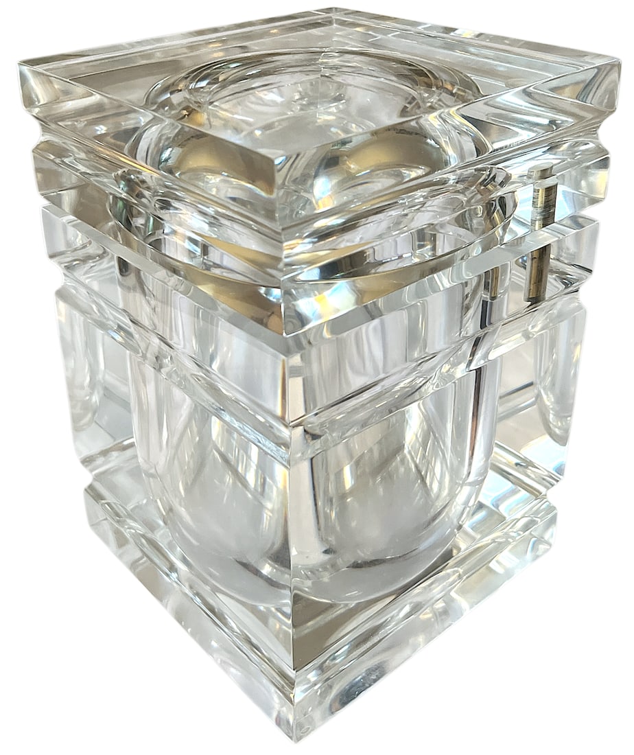 Large Vintage Lucite Ice Bucket With Swivel Lid, Attributed to Alessandro Albrizzi, Italy, C. 1970s - 3