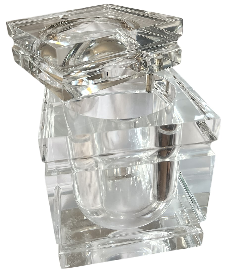 Large Vintage Lucite Ice Bucket With Swivel Lid, Attributed to Alessandro Albrizzi, Italy, C. 1970s - 5