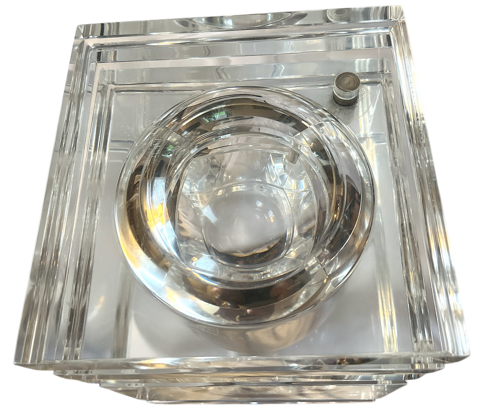 Large Vintage Lucite Ice Bucket With Swivel Lid, Attributed to Alessandro Albrizzi, Italy, C. 1970s - 7