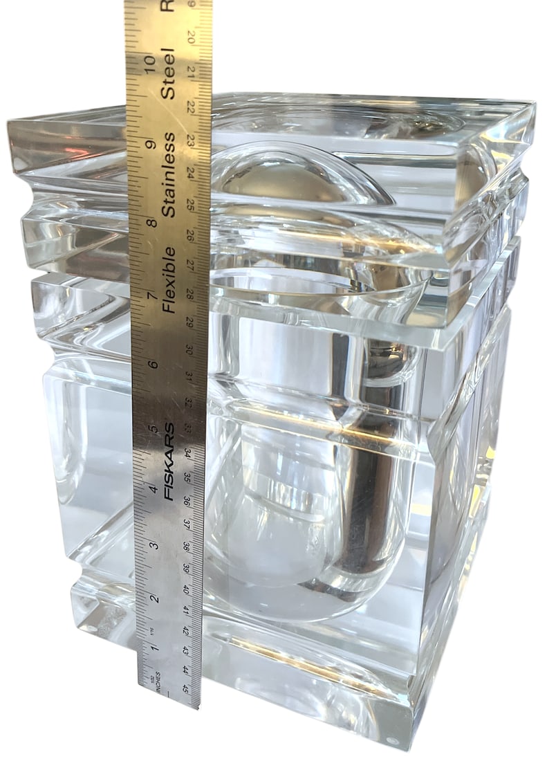 Large Vintage Lucite Ice Bucket With Swivel Lid, Attributed to Alessandro Albrizzi, Italy, C. 1970s - 8