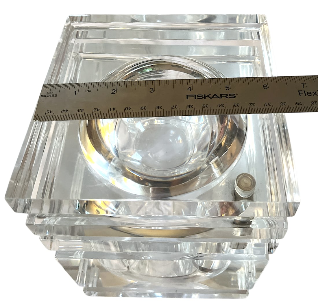 Large Vintage Lucite Ice Bucket With Swivel Lid, Attributed to Alessandro Albrizzi, Italy, C. 1970s - 9