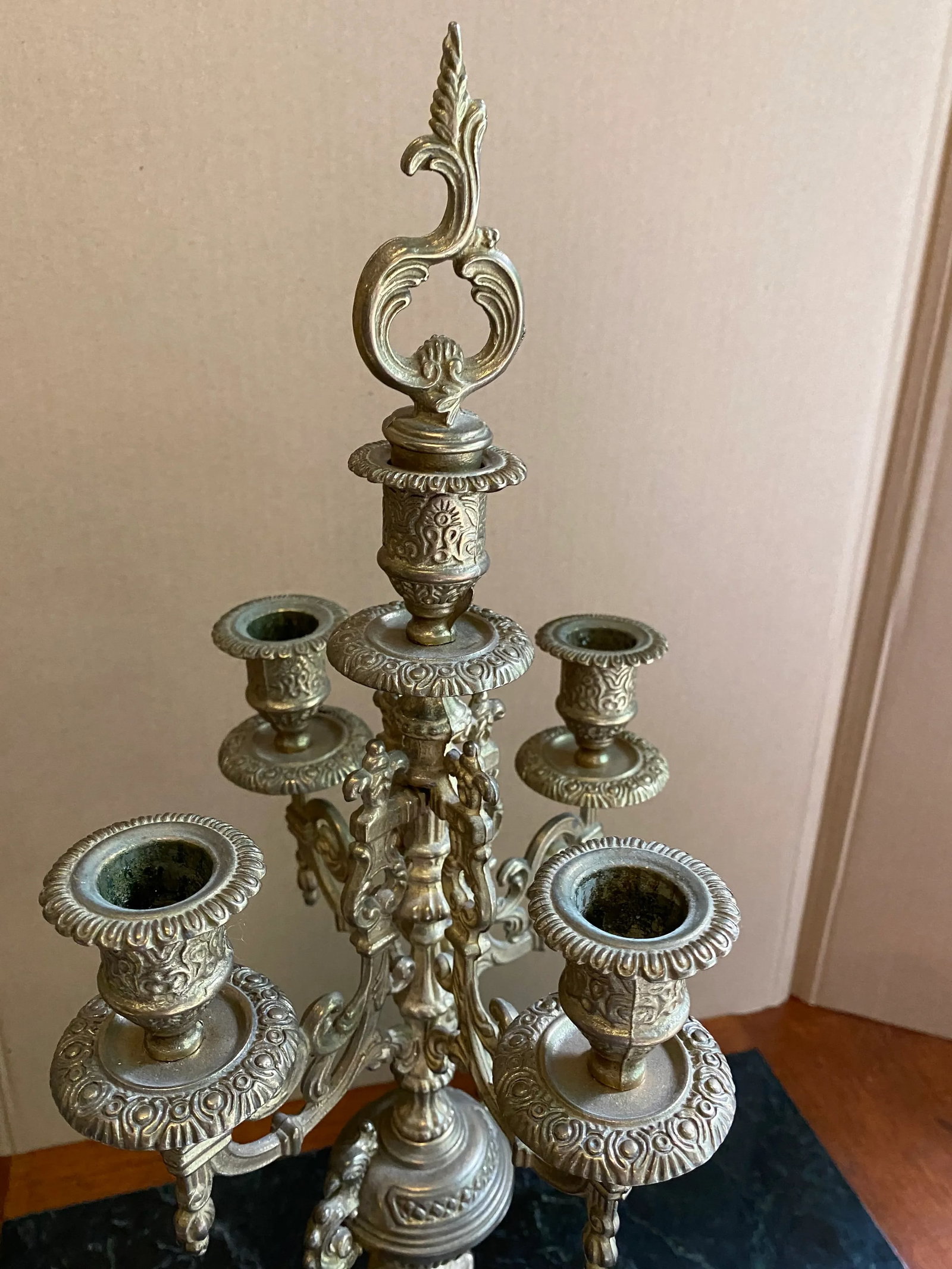 1930s Lions Foot Brass Candelabra - 2