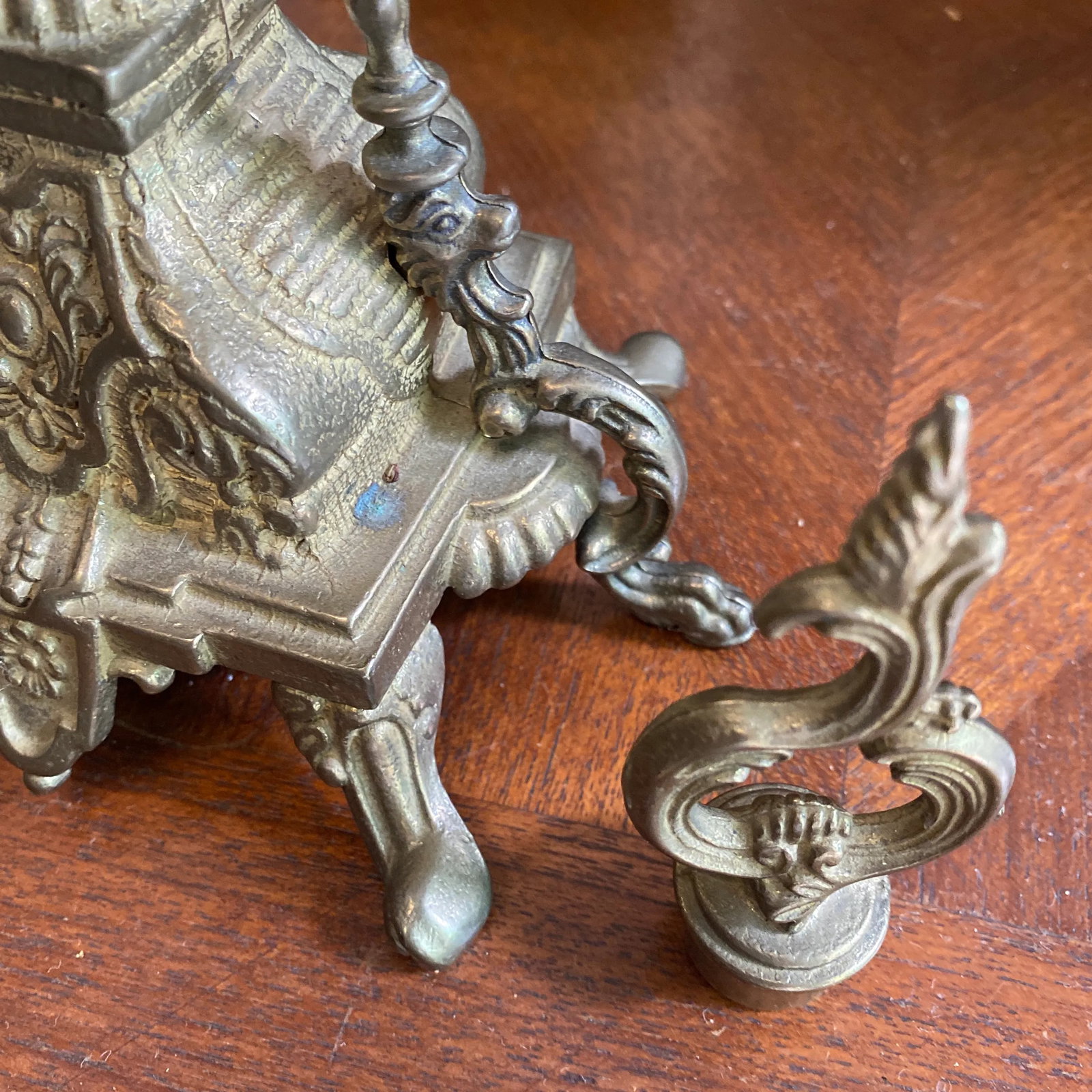 1930s Lions Foot Brass Candelabra - 5