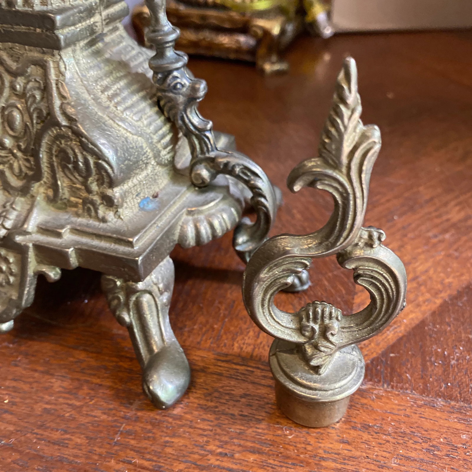 1930s Lions Foot Brass Candelabra - 6