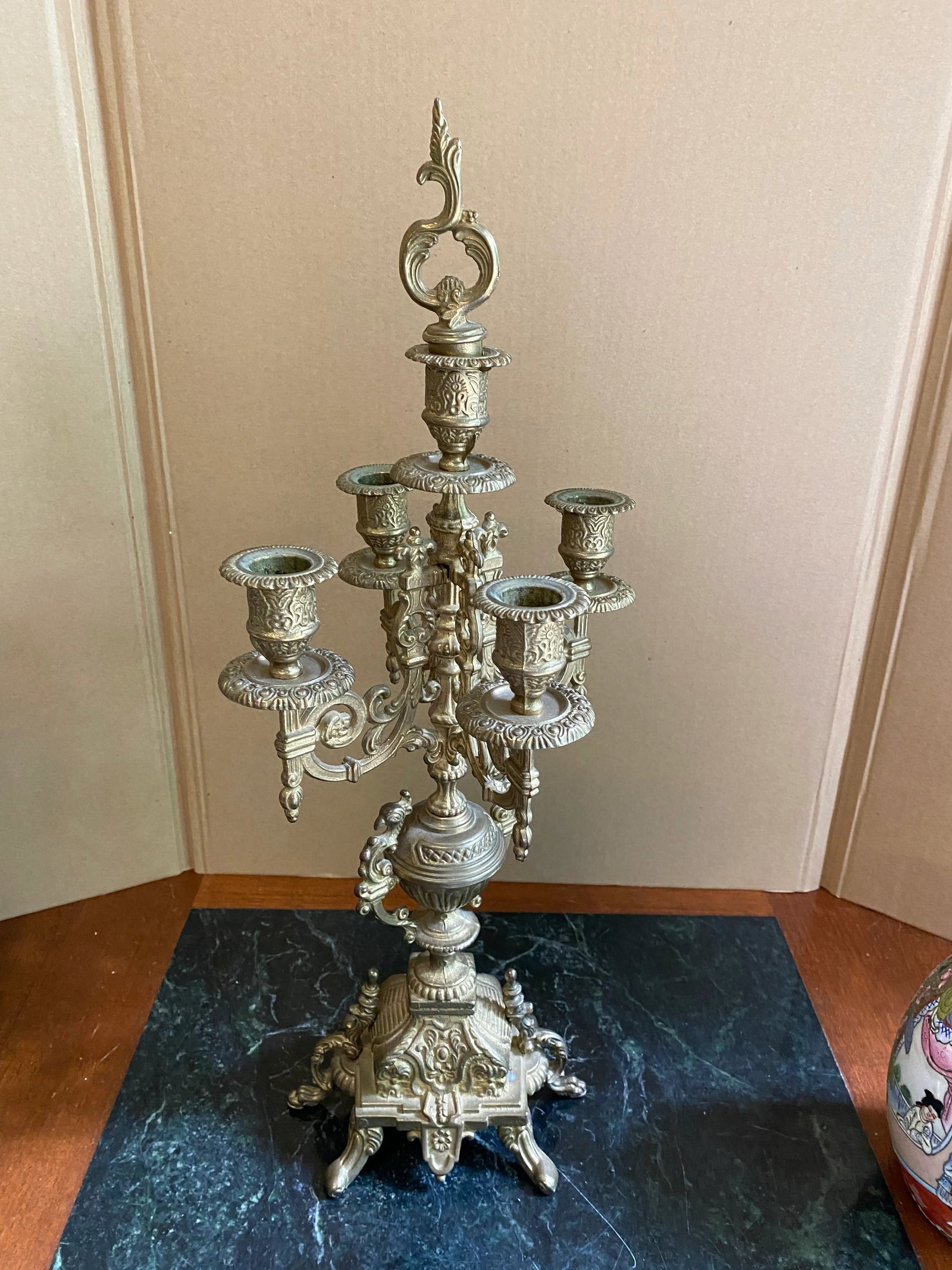 1930s Lions Foot Brass Candelabra - 8