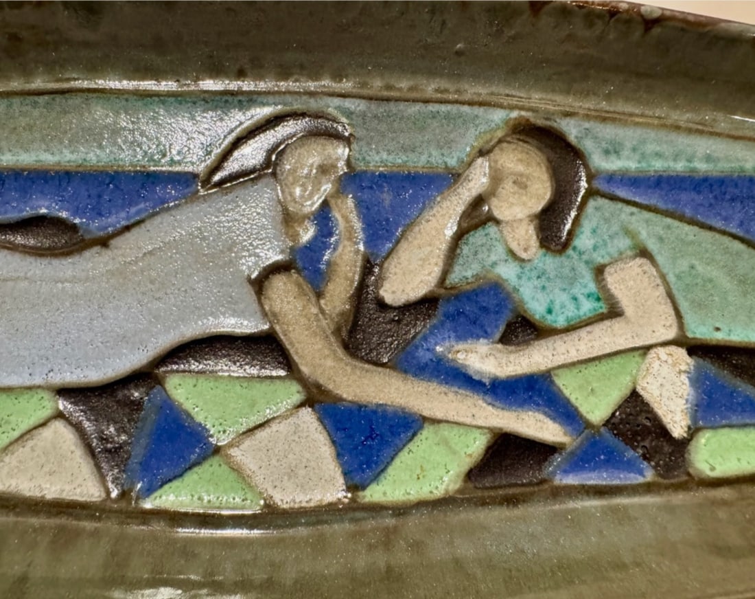 1960s Harris Strong Studio Pottery Platter Signed Ceramic Wall Art - 3