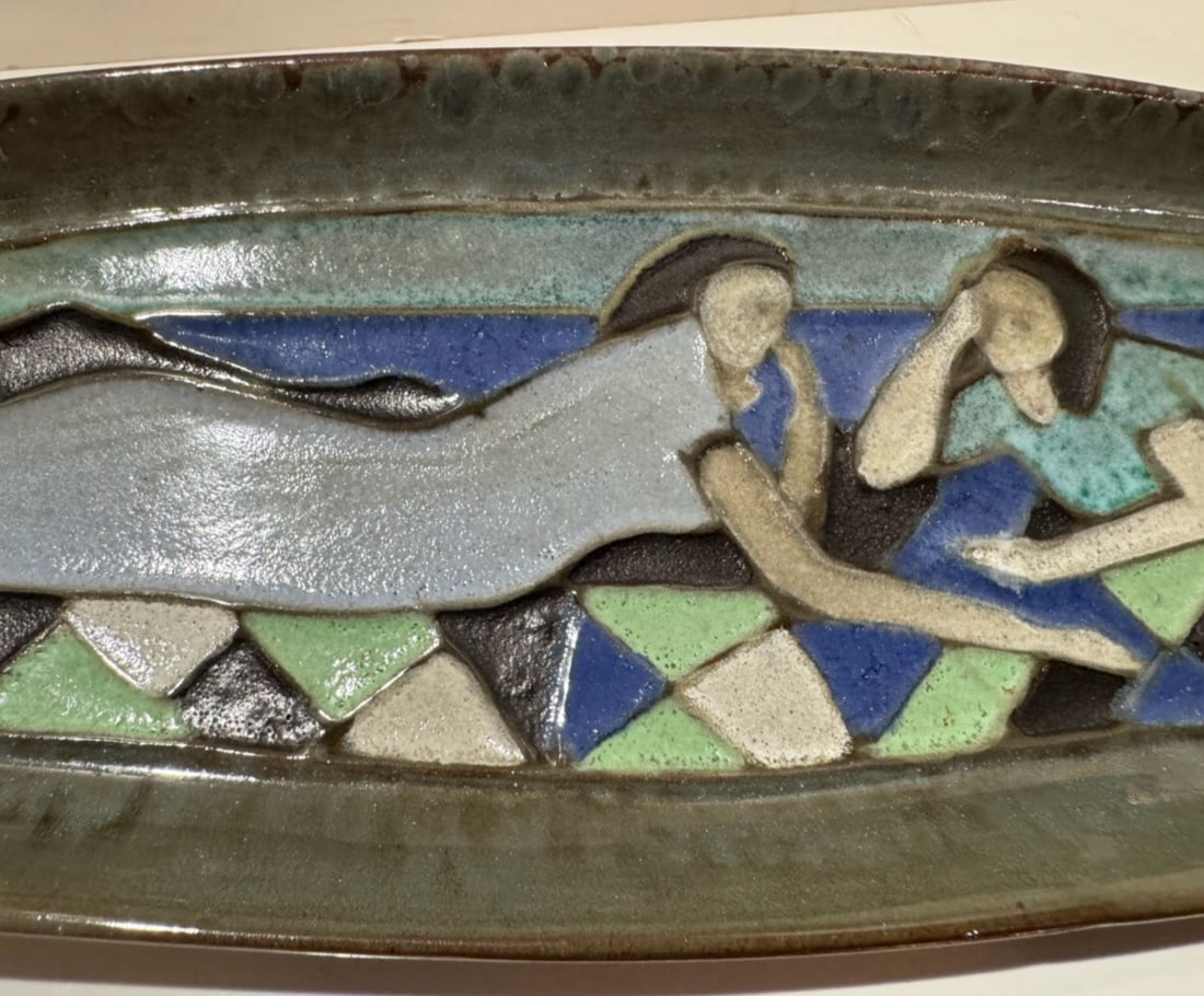 1960s Harris Strong Studio Pottery Platter Signed Ceramic Wall Art - 4