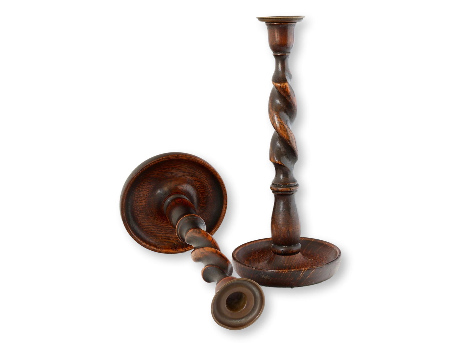 Antique Victoria English Barley Twist Candlesticks - 2