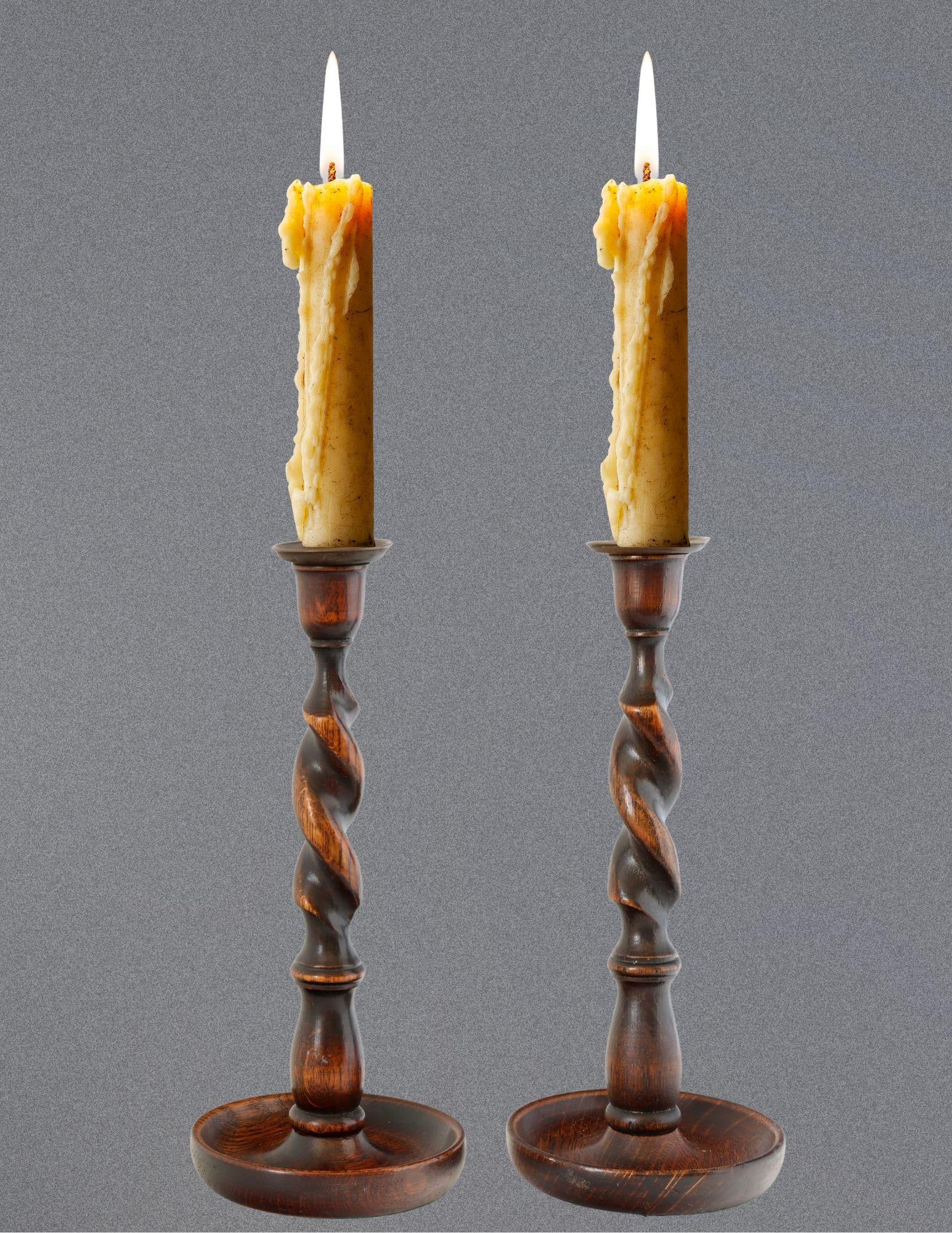 Antique Victoria English Barley Twist Candlesticks - 4