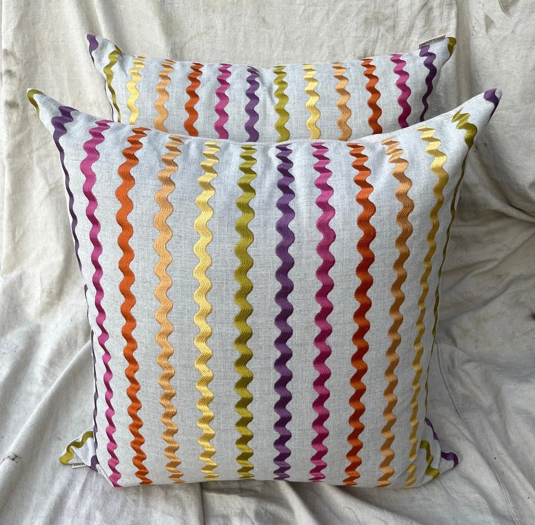 D.V.Kap Home "Samba Blossom" Rainbow Stripe Throw Pillows- a Pair - 10