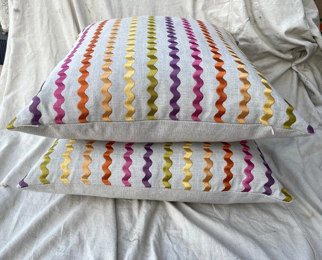 D.V.Kap Home "Samba Blossom" Rainbow Stripe Throw Pillows- a Pair - 2