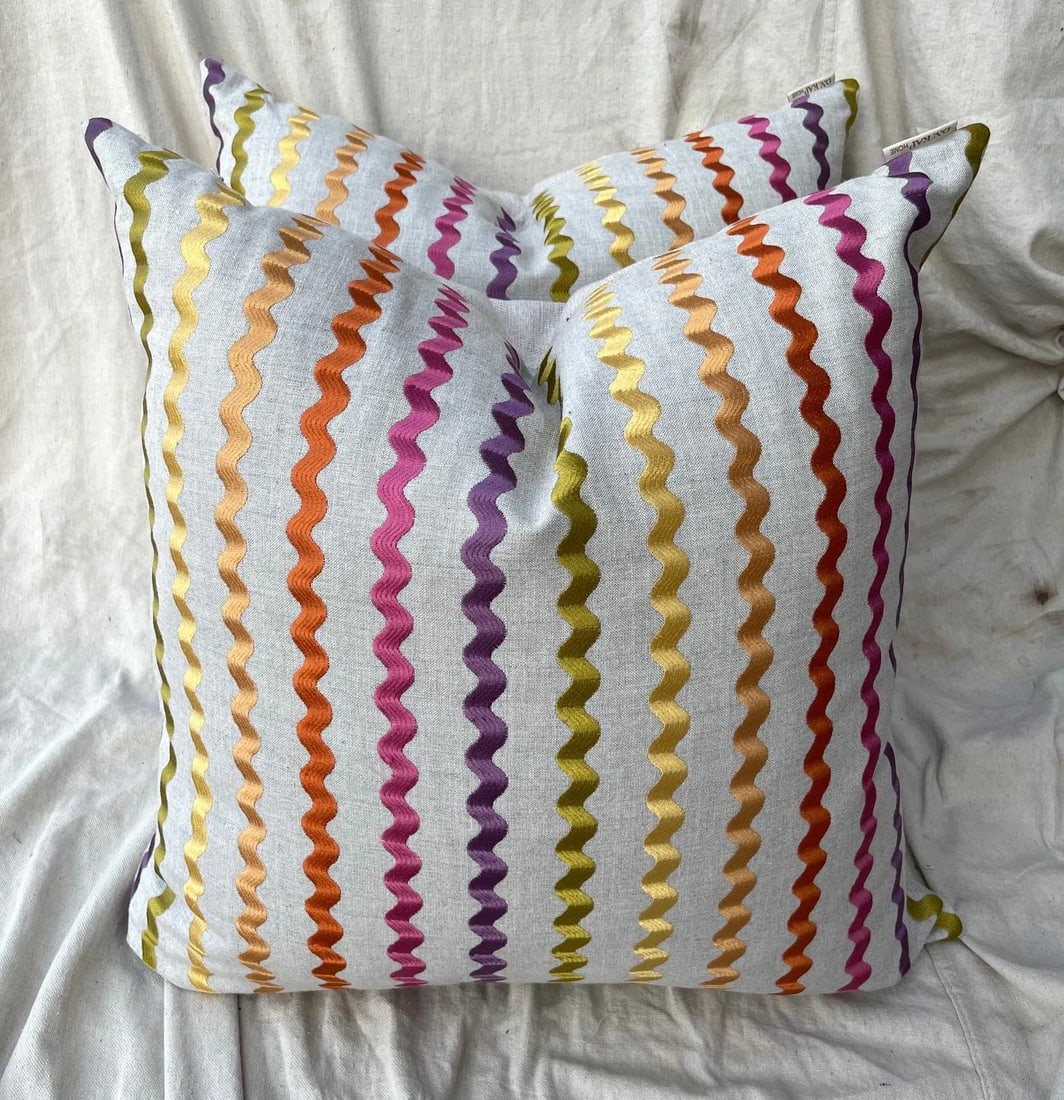 D.V.Kap Home "Samba Blossom" Rainbow Stripe Throw Pillows- a Pair - 4