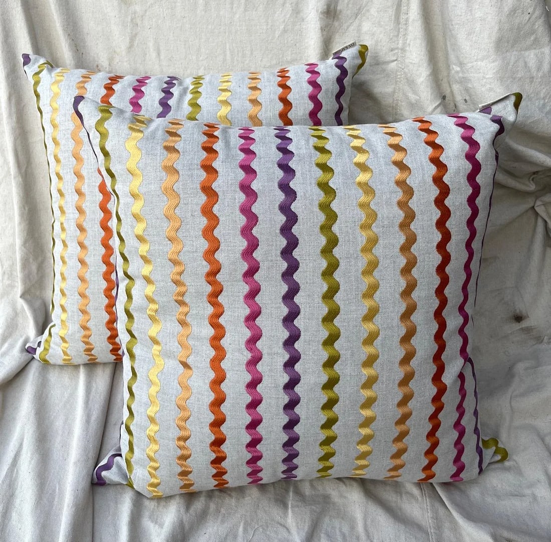 D.V.Kap Home "Samba Blossom" Rainbow Stripe Throw Pillows- a Pair - 5