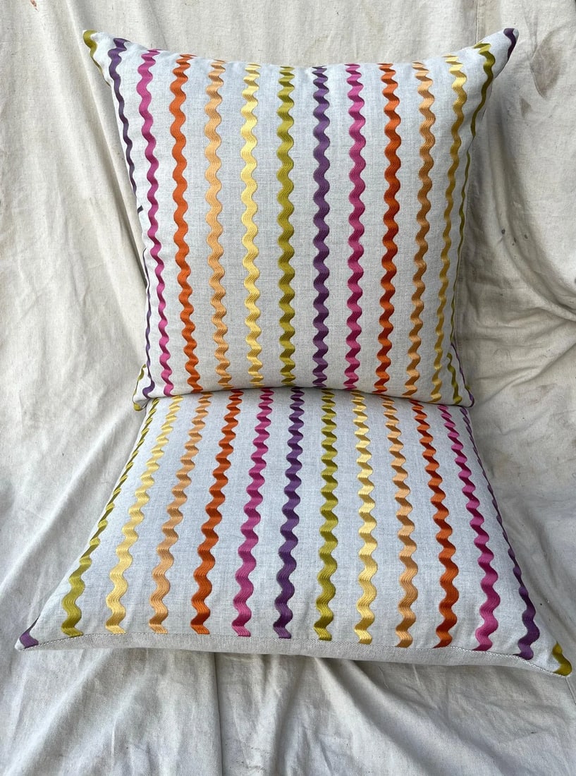 D.V.Kap Home "Samba Blossom" Rainbow Stripe Throw Pillows- a Pair - 6