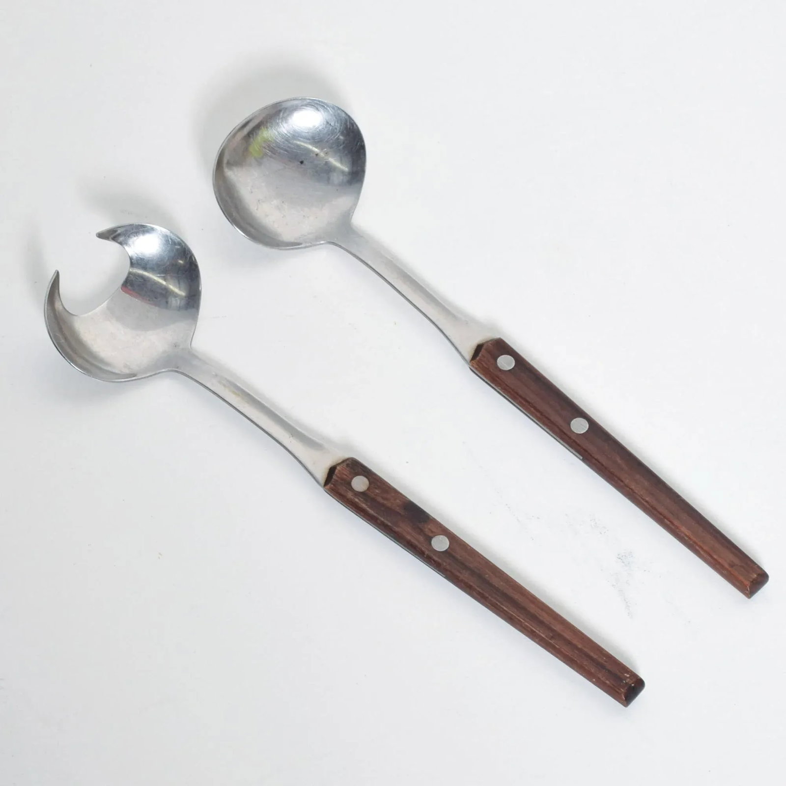 WMF Cromargan Wood & Stainless-Steel Salad Servers Mid Century Modern Dansk - 10