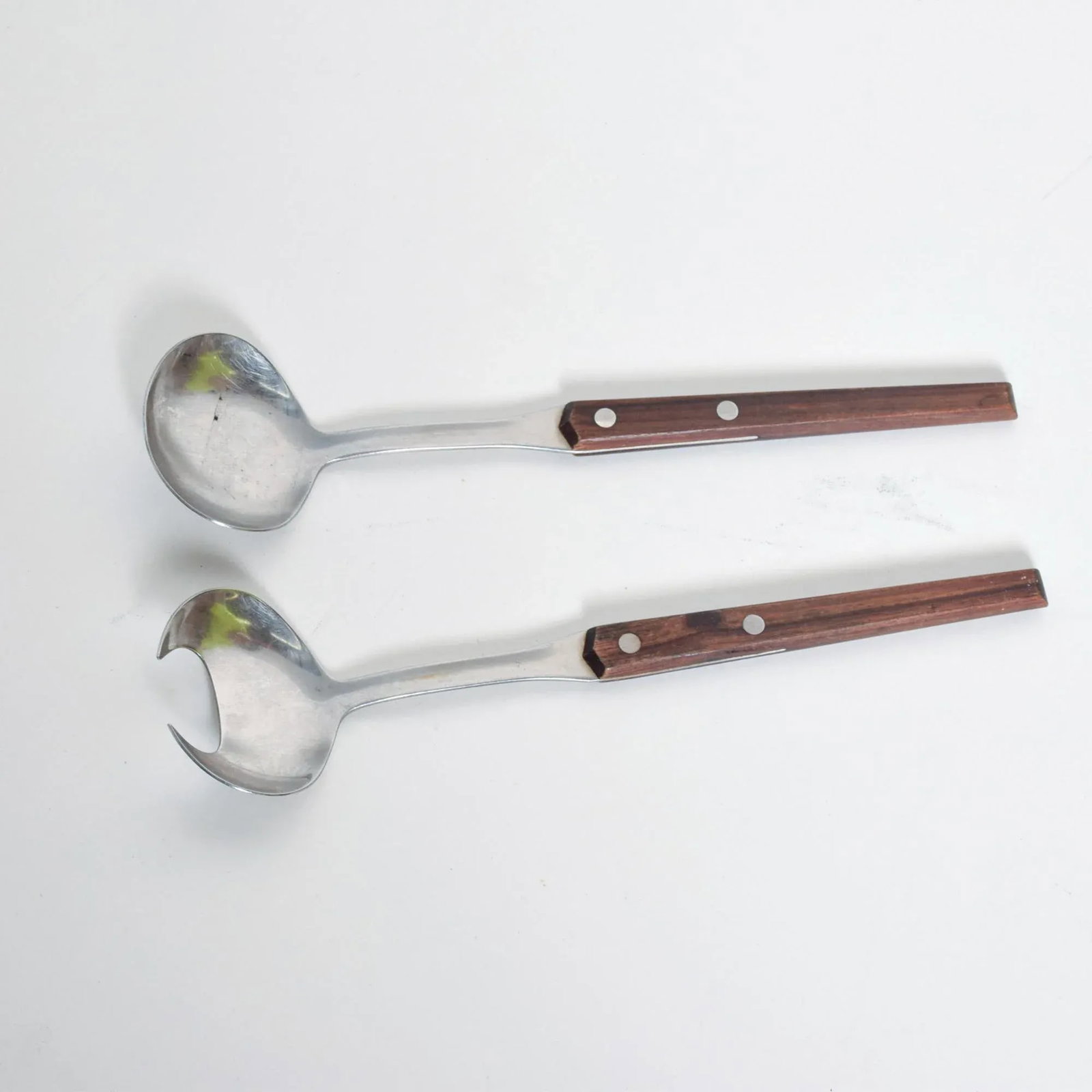 WMF Cromargan Wood & Stainless-Steel Salad Servers Mid Century Modern Dansk - 3