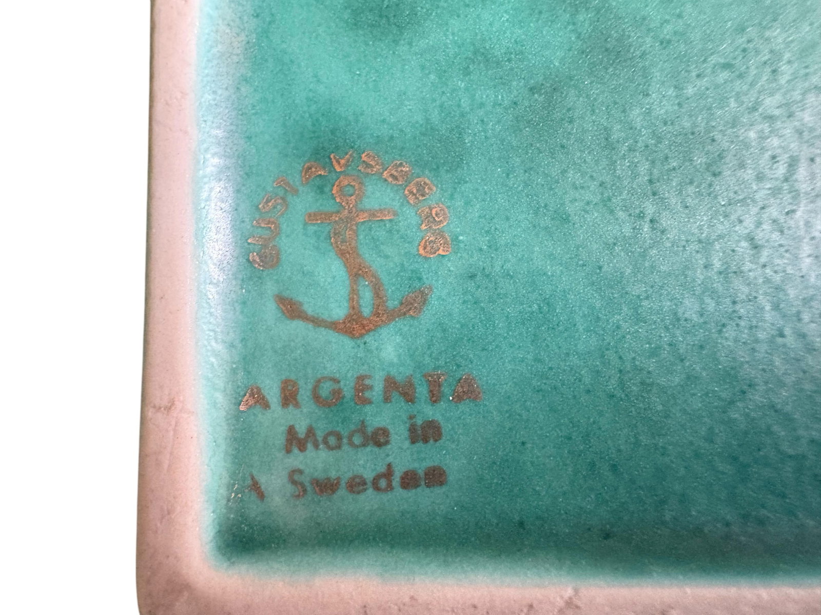 1940s Wilhelm Kage for Gustavsberg Sweden Teal 'Argenta' Trinket Dish or Watch Tray - 3