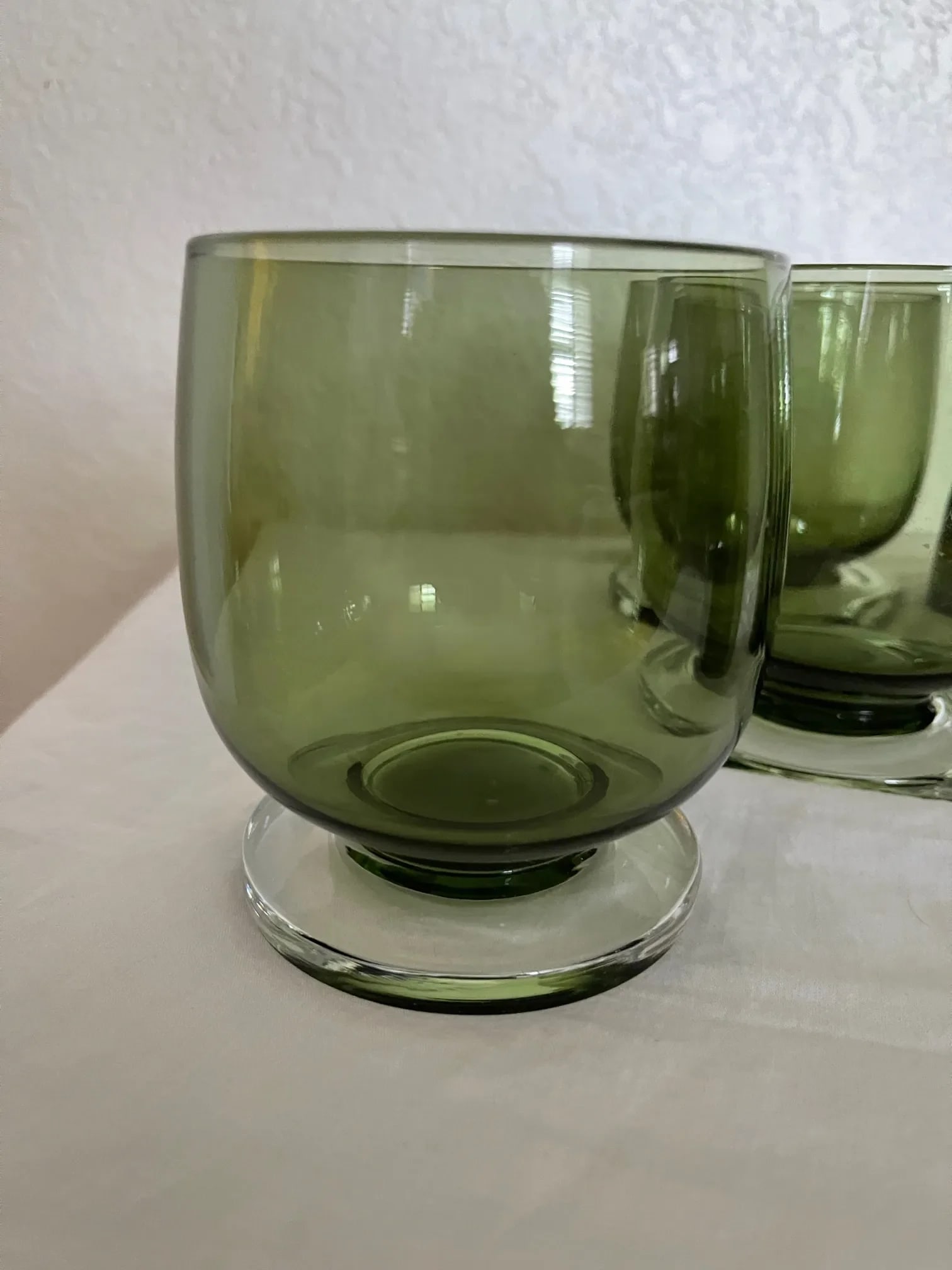 Vintage Mid-Century Modern Olive Green Lowball & Shot Glasses-A Set - 7