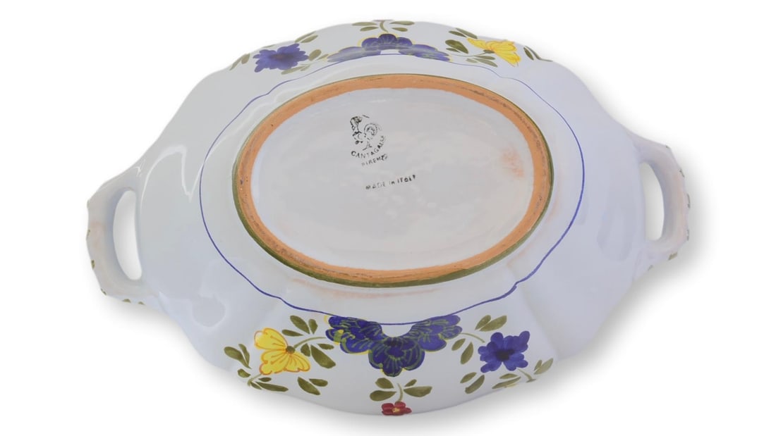 Vintage Cantagalli Blue Carnation Tureen with Tray - 3