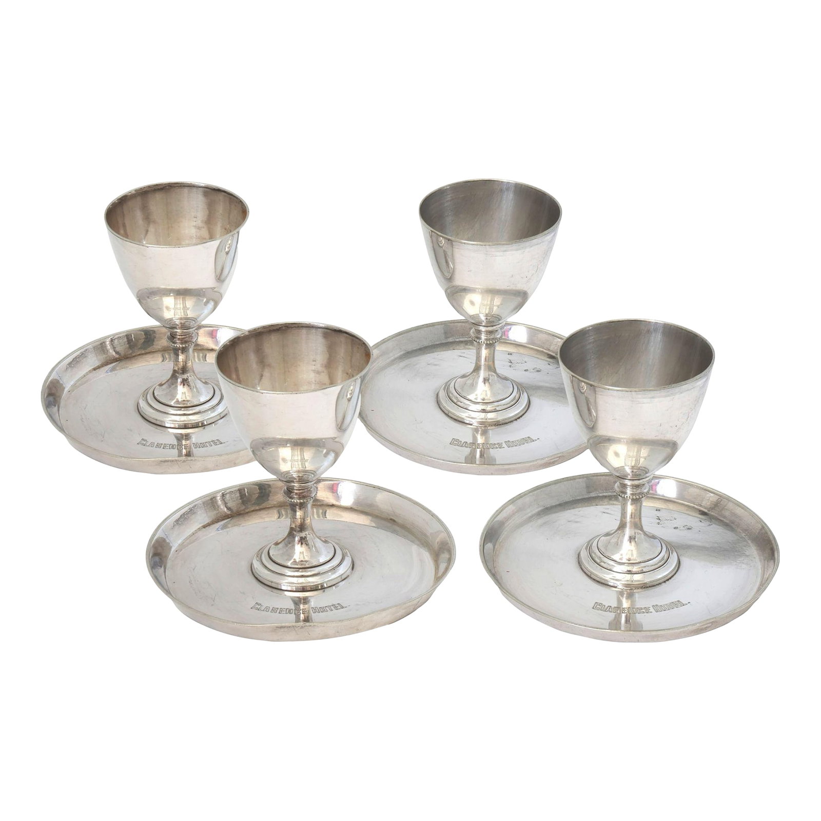 Vintage Clarence Hotel London Silver-Plate Egg Cups (1 of 9)