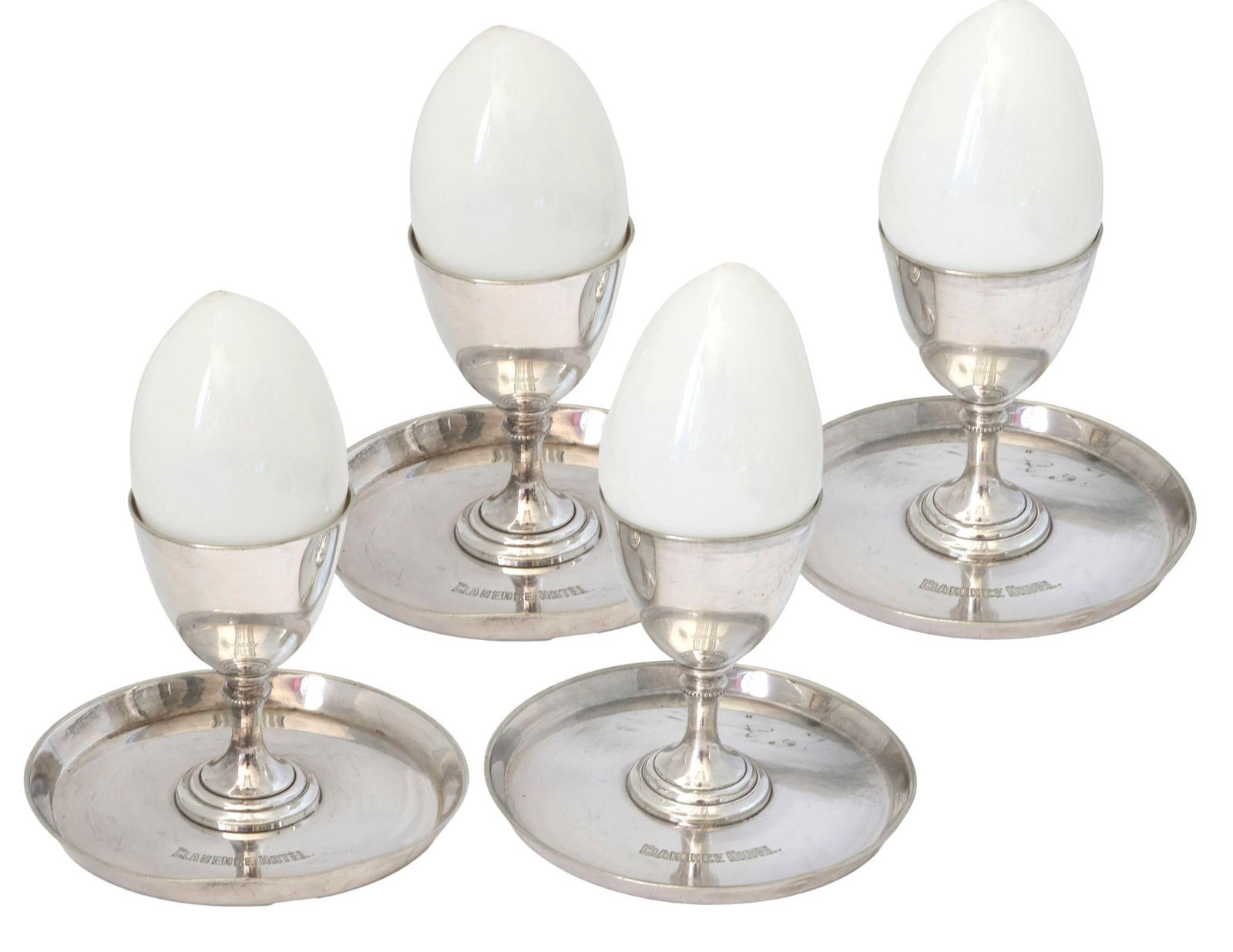 Vintage Clarence Hotel London Silver-Plate Egg Cups - 4