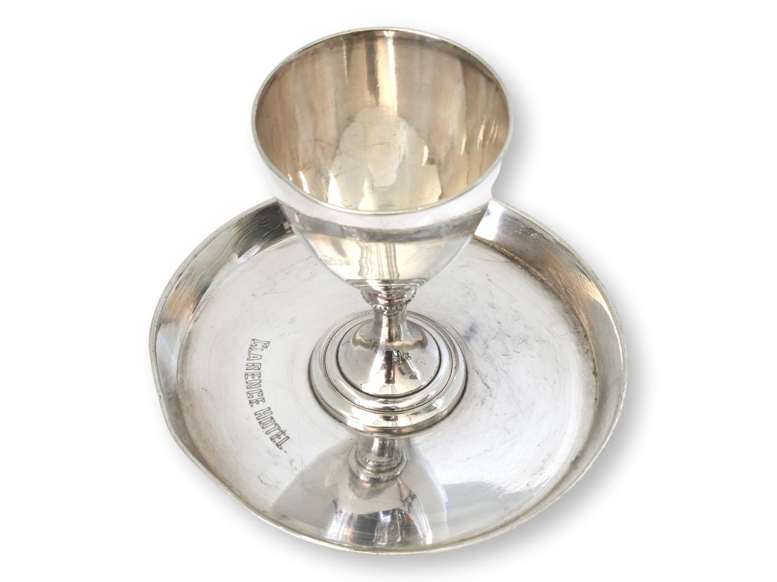 Vintage Clarence Hotel London Silver-Plate Egg Cups - 9