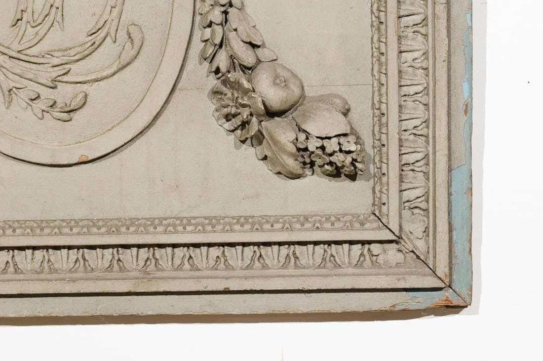 18th Century French Louis XVI Painted and Hand Carved Wooden Boiserie Panel - 8