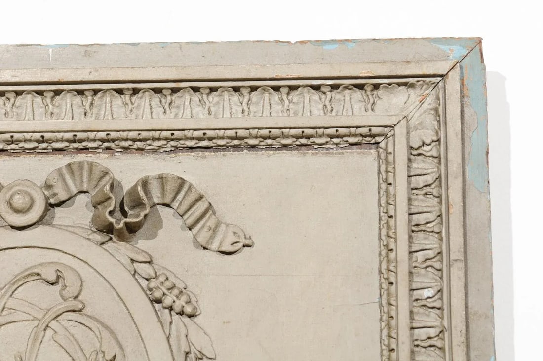 18th Century French Louis XVI Painted and Hand Carved Wooden Boiserie Panel - 9