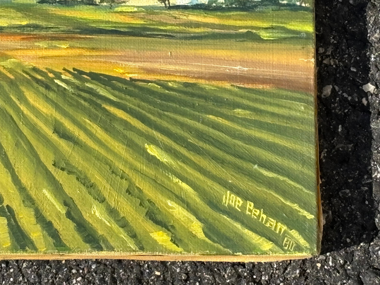 Mid 20th C. Original Oil on Canvas - Large, Long Agrarian Landscape - 8