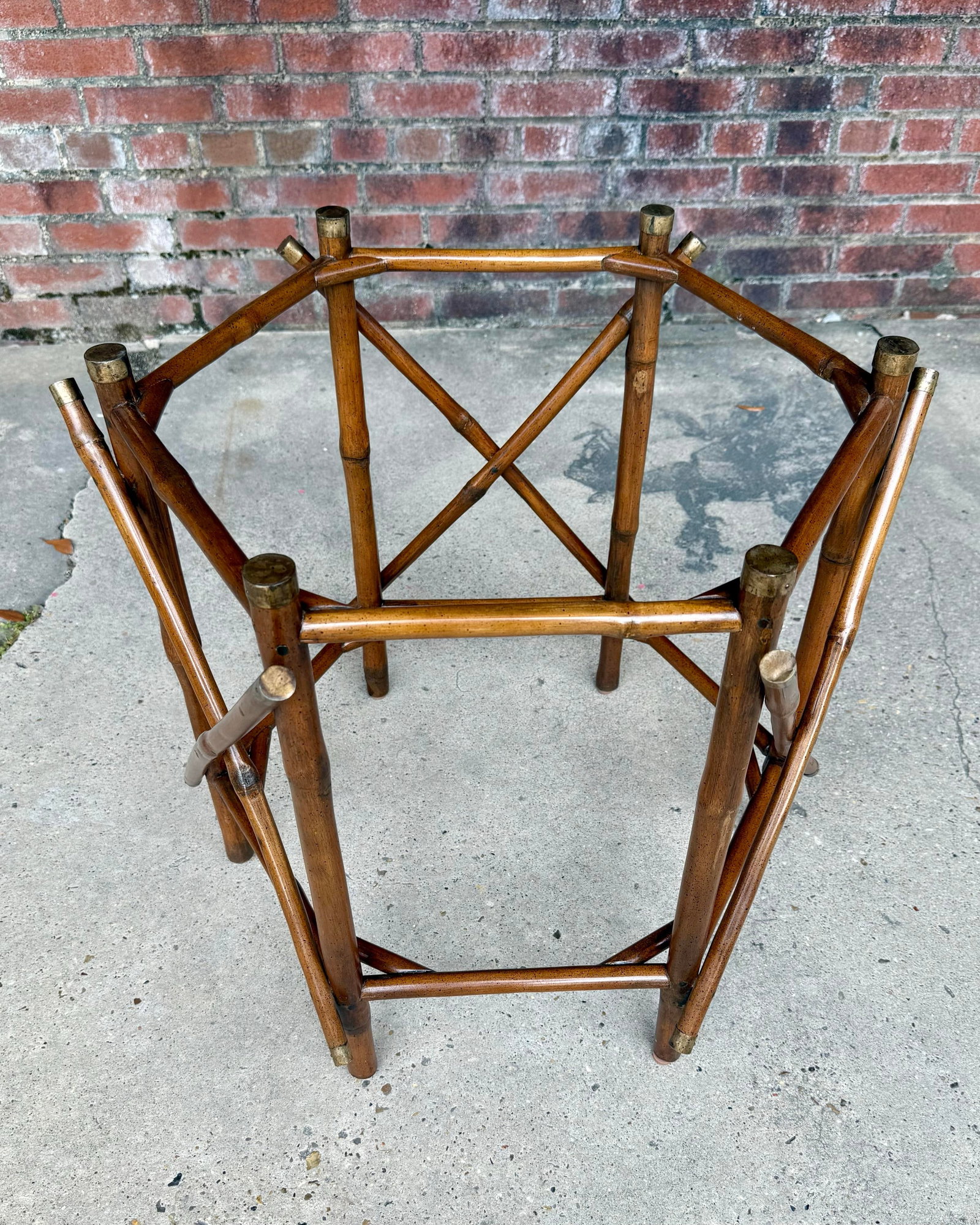 1970s Palm Beach Regency Two-Tier Bamboo & Glass Octagonal Side Table - McGuire Style - 10