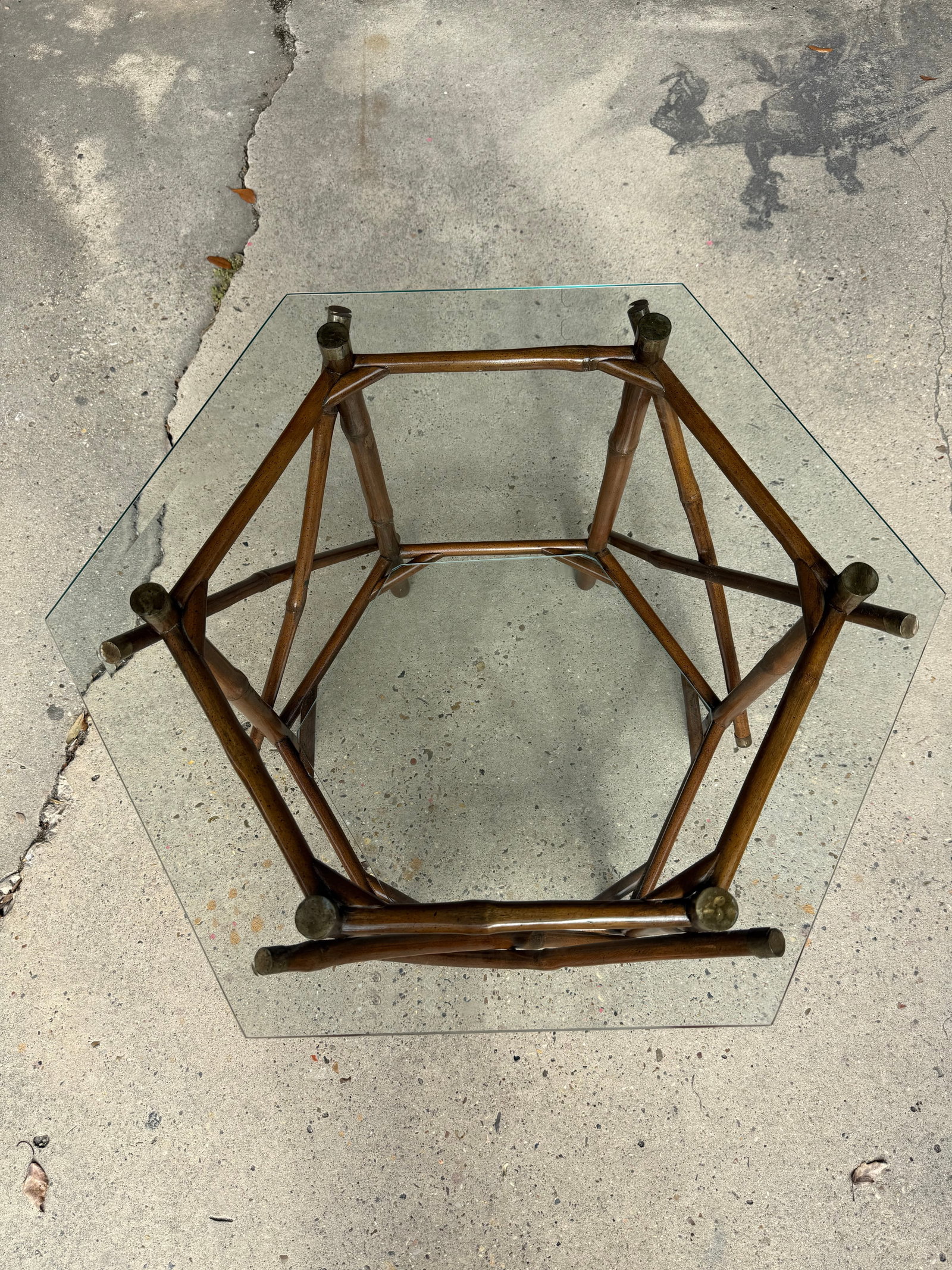 1970s Palm Beach Regency Two-Tier Bamboo & Glass Octagonal Side Table - McGuire Style - 4
