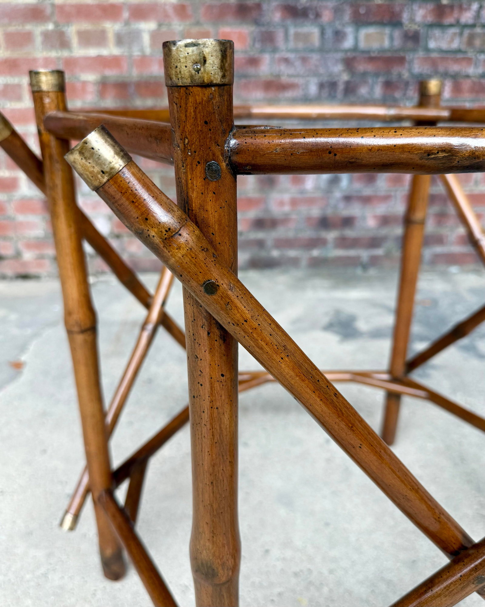 1970s Palm Beach Regency Two-Tier Bamboo & Glass Octagonal Side Table - McGuire Style - 8