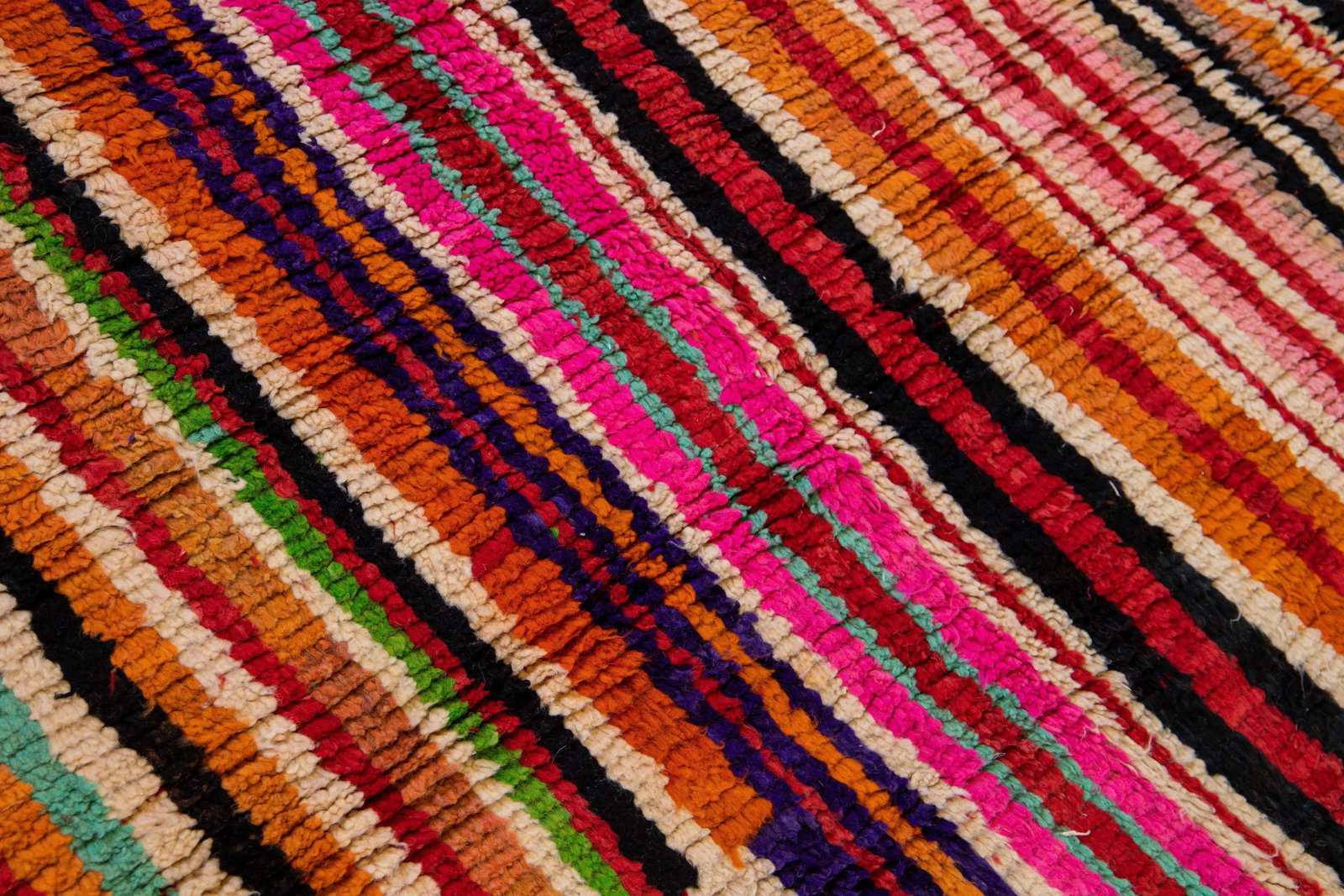 Vintage Beni Ourain Moroccan Handmade Multicolor Designed Beige Wool Rug - 10