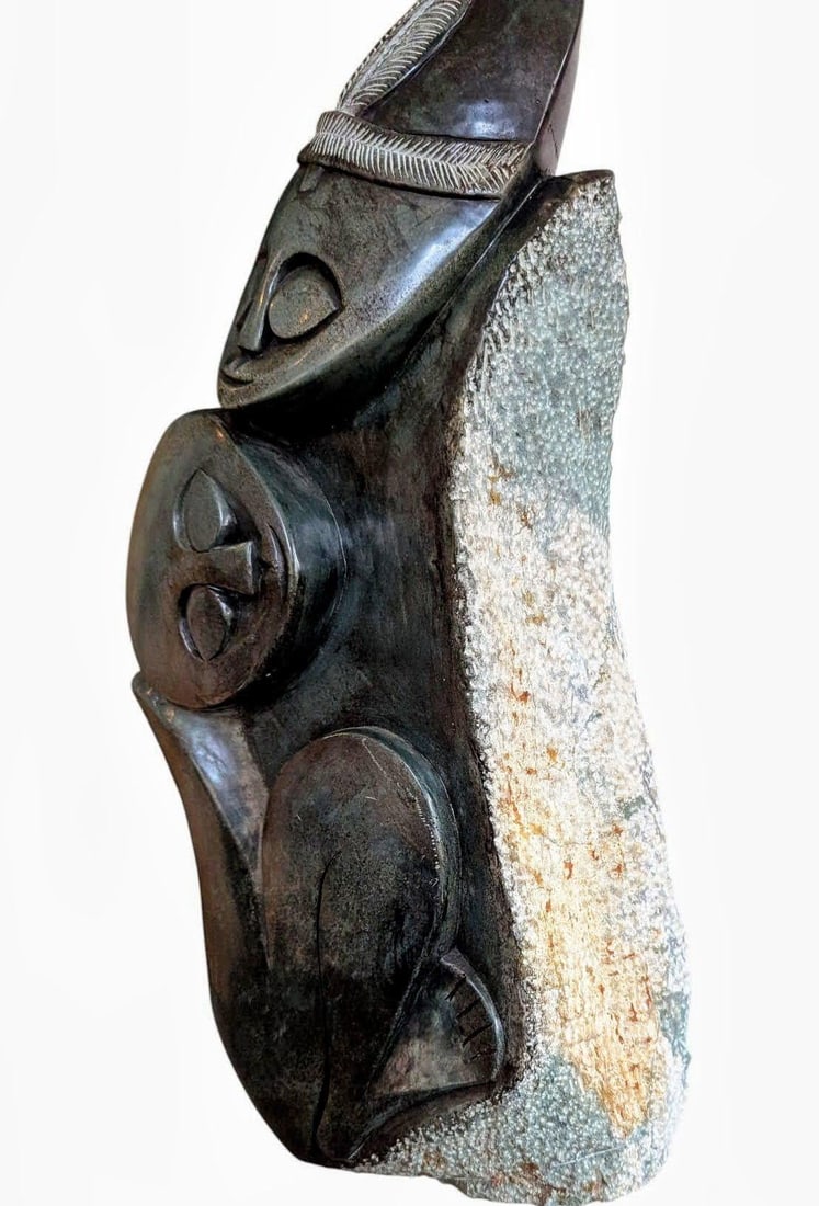 African Mother and Child Stone Sculpture - 2