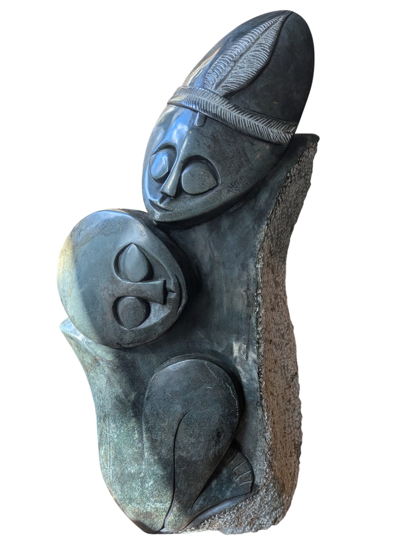 African Mother and Child Stone Sculpture - 7