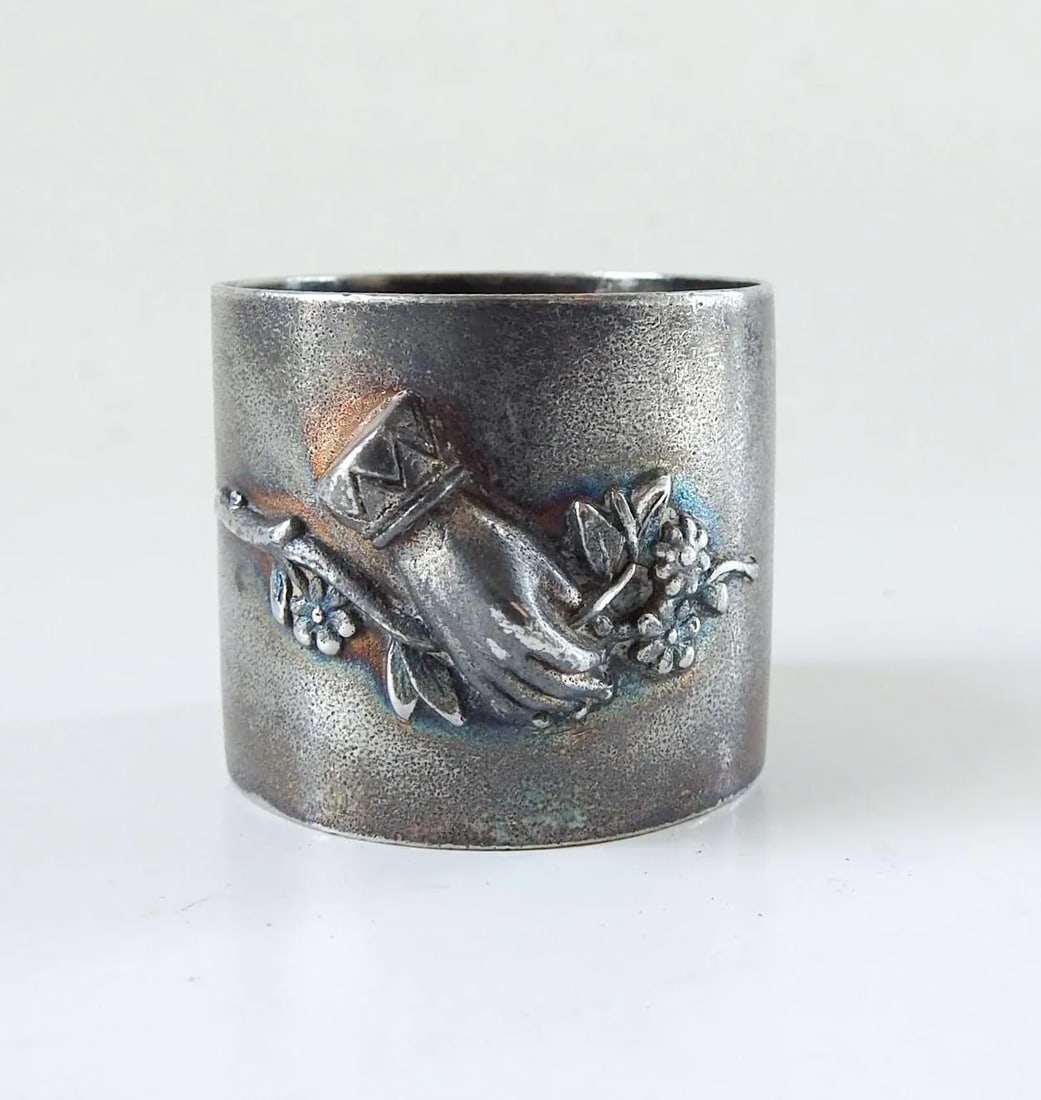 Antique Silverplate Figural Hand Napkin Ring - 3