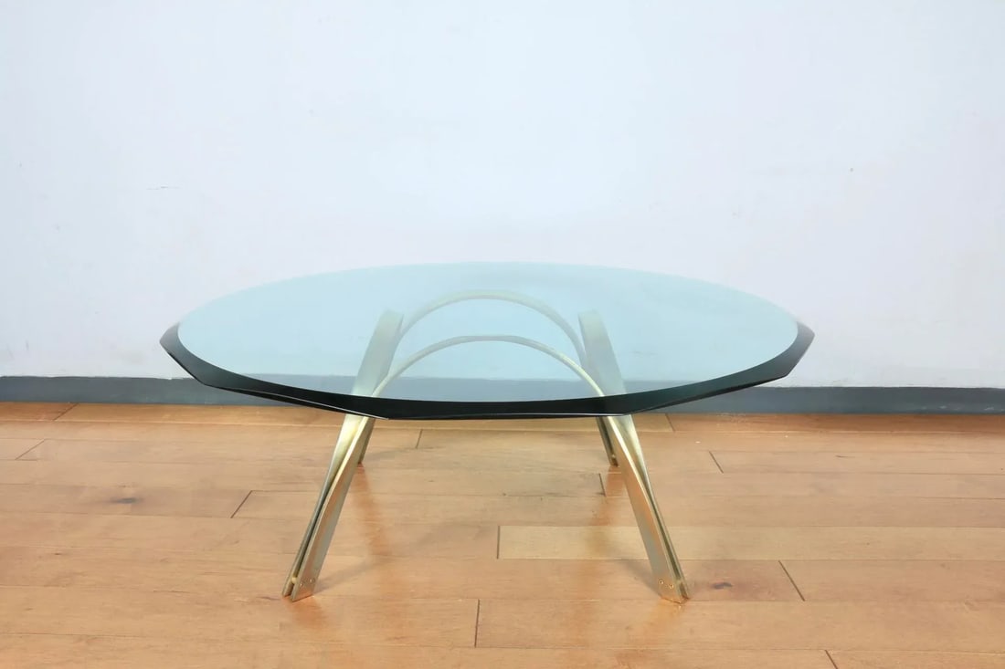 Dunbar Vintage Brass and Glass Coffee Table - 5