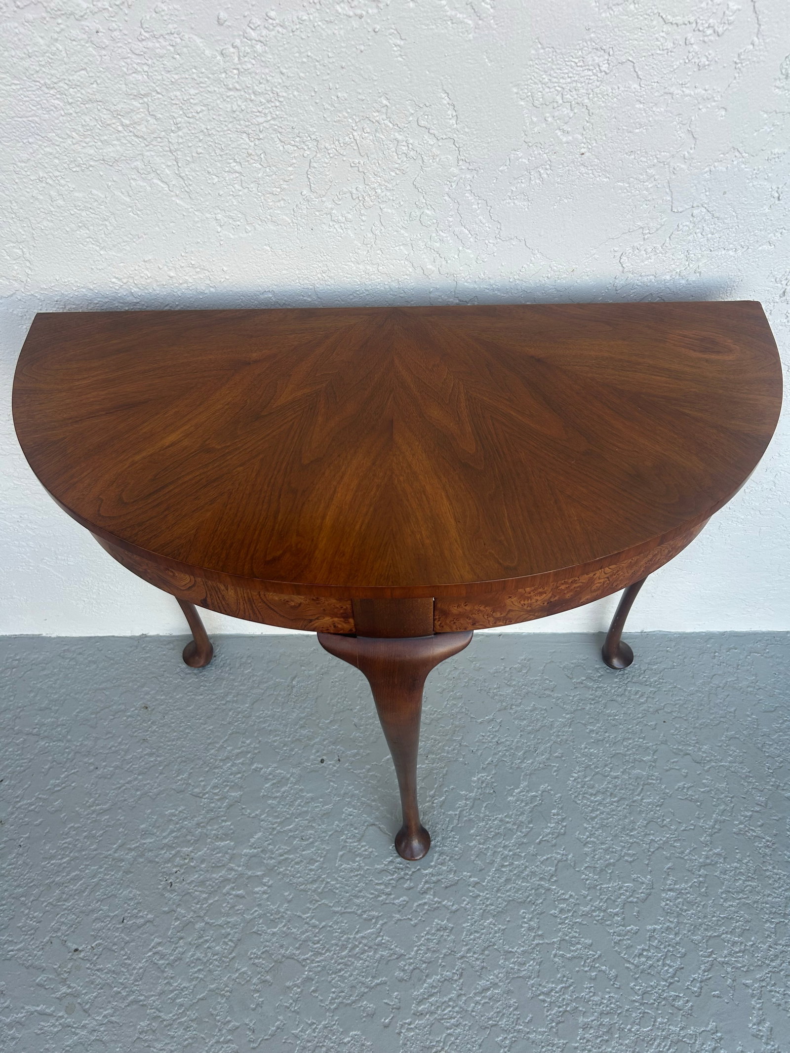 Late 20th Century Baker Furniture Half Round Demi Lune Console Table - 2