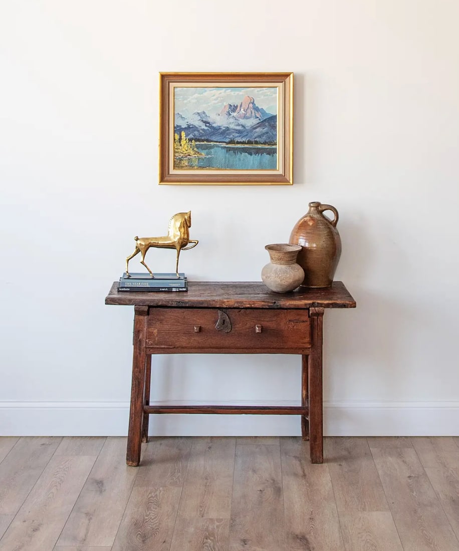 1700s Hand Planed Rustic Console Table - 2