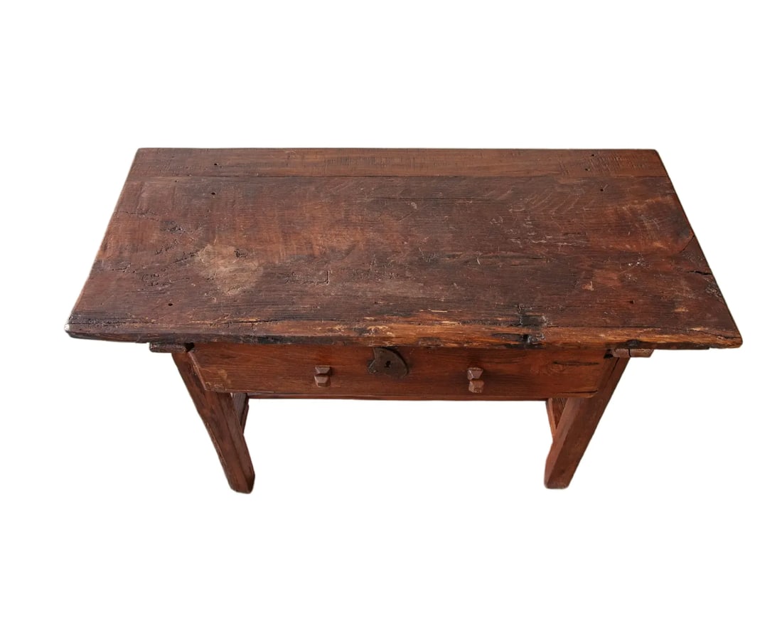 1700s Hand Planed Rustic Console Table - 4