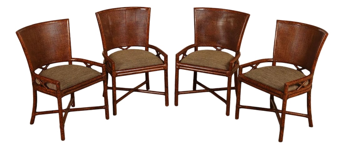 Ficks Reed Set of Four Woven Rattan Dining Chairs (1 of 18)
