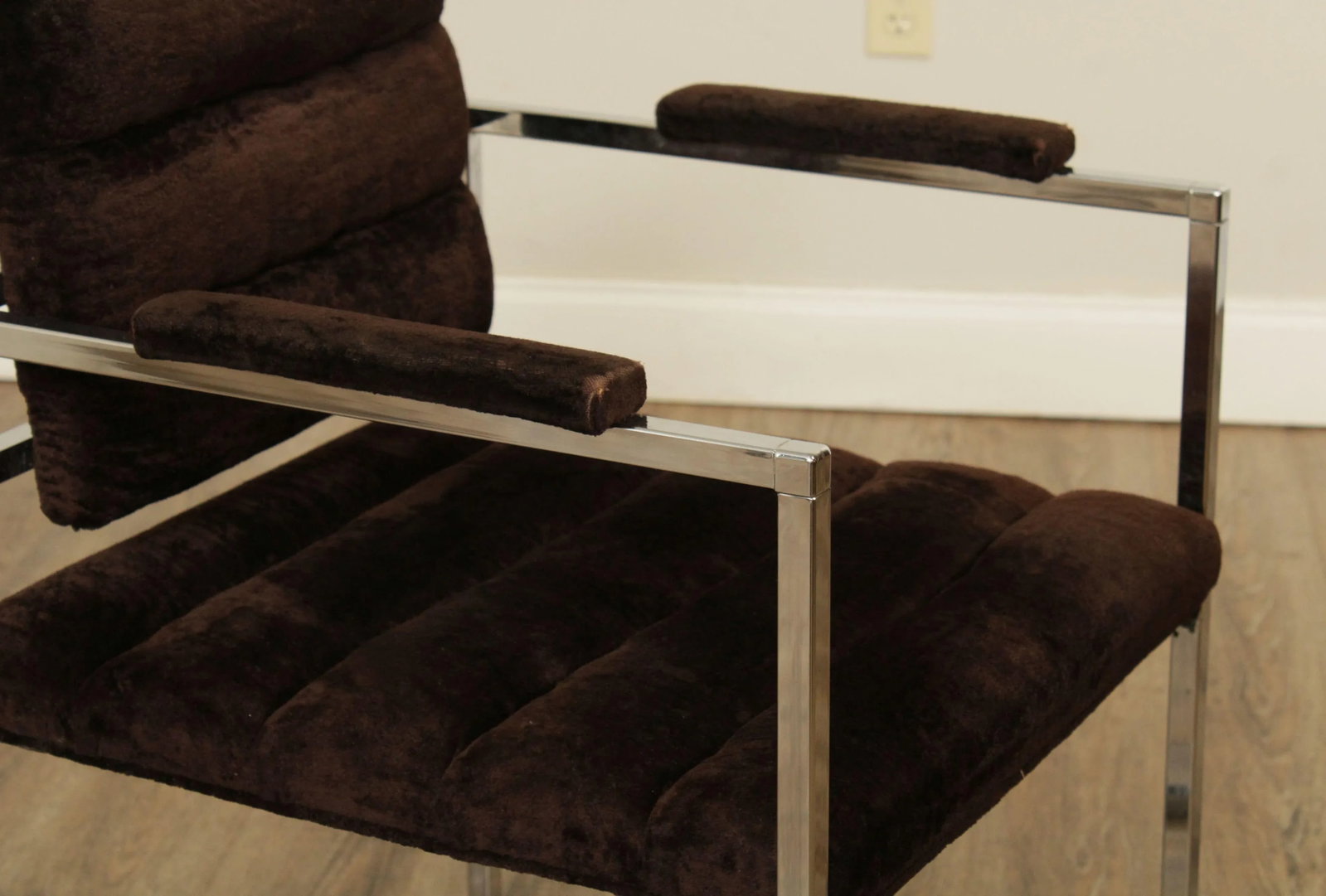 Mid Century Modern Milo Baughman Style Chrome Frame Armchair - 10