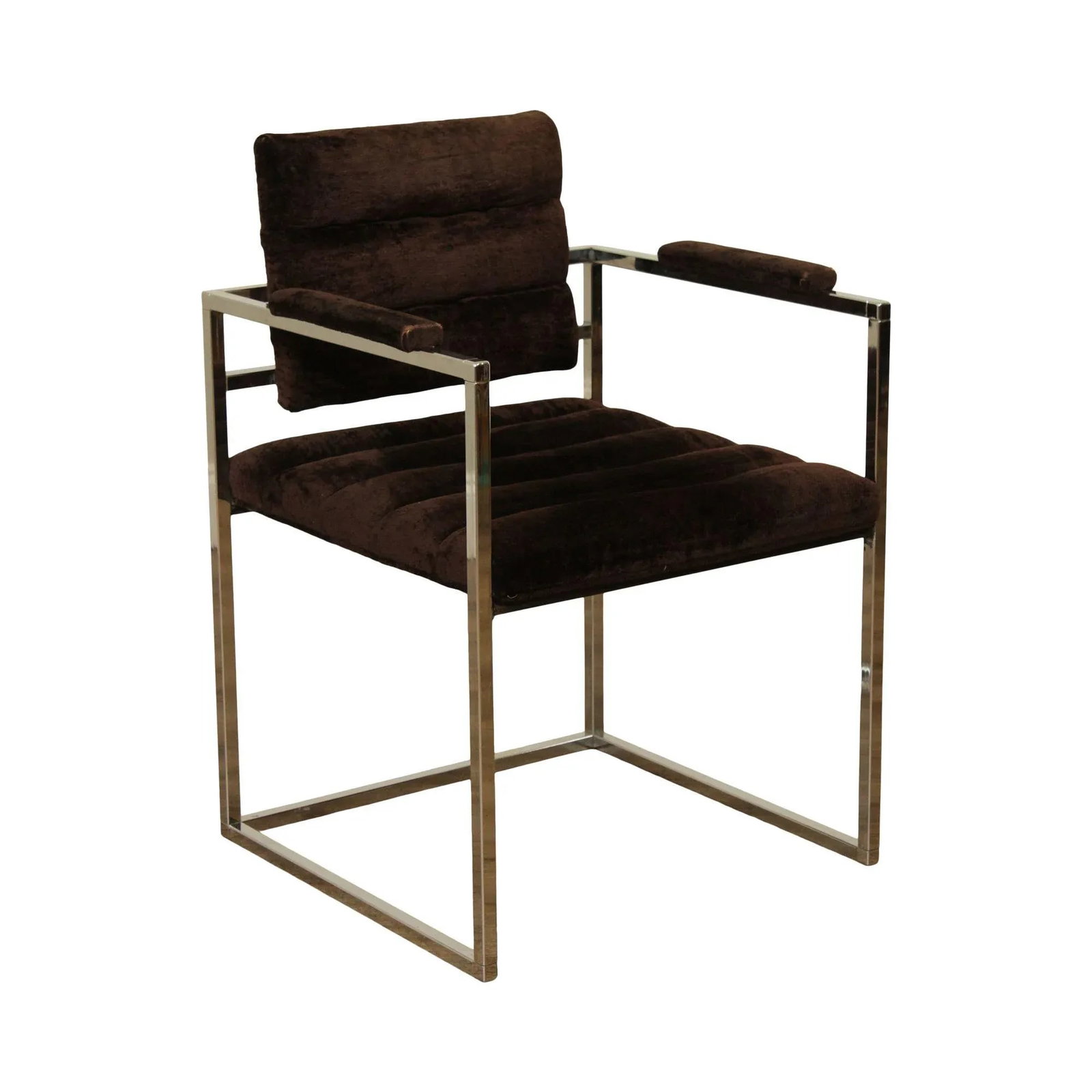 Mid Century Modern Milo Baughman Style Chrome Frame Armchair - 13