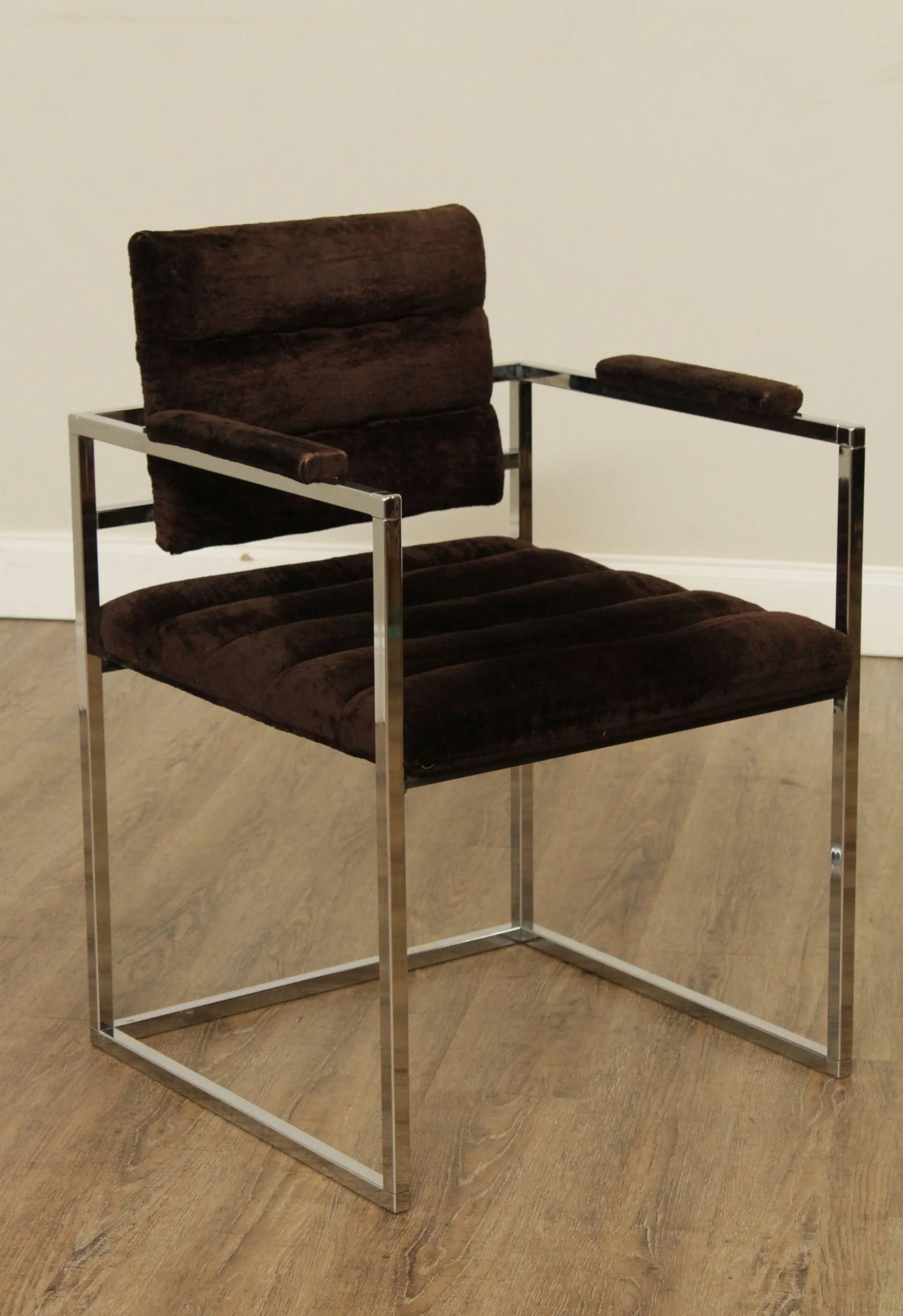 Mid Century Modern Milo Baughman Style Chrome Frame Armchair - 2