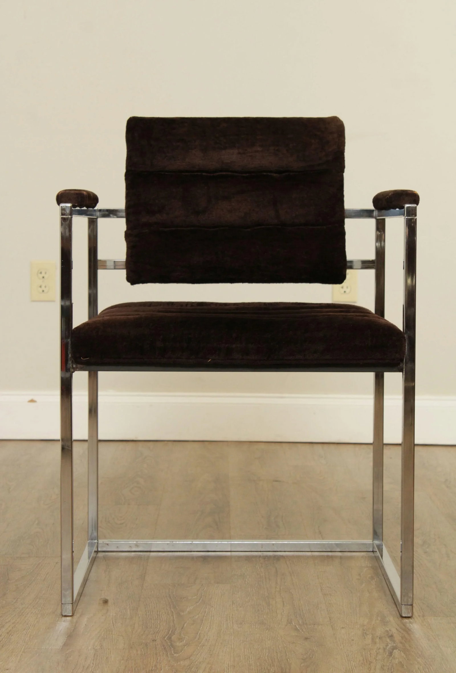 Mid Century Modern Milo Baughman Style Chrome Frame Armchair - 4