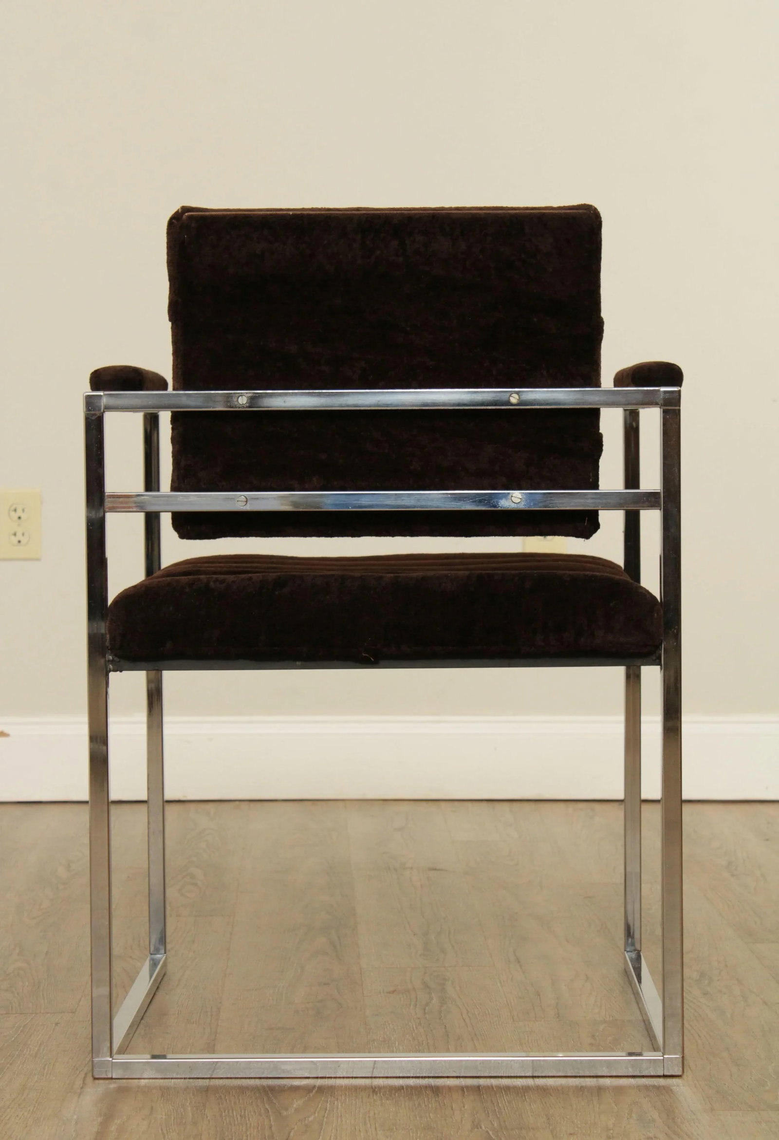 Mid Century Modern Milo Baughman Style Chrome Frame Armchair - 6