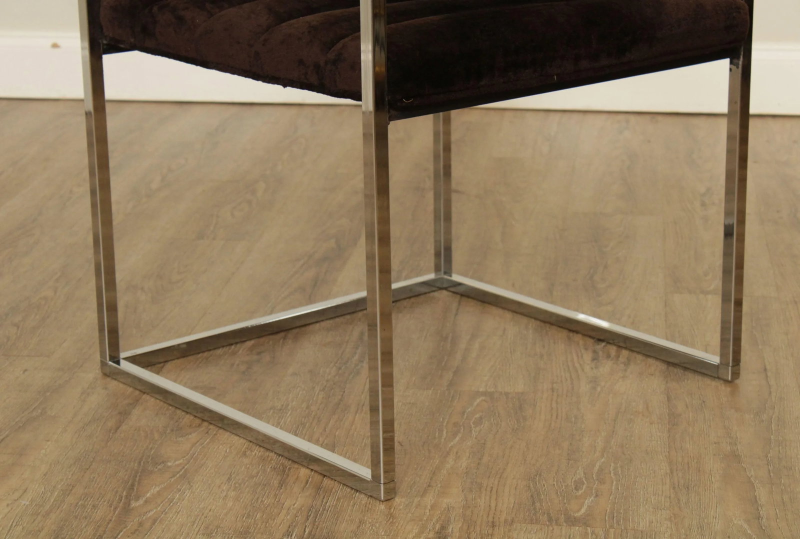Mid Century Modern Milo Baughman Style Chrome Frame Armchair - 8