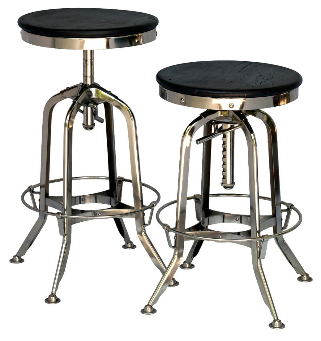 Vintage Rh Chrome & Wood Bar Stool, Pair - 4