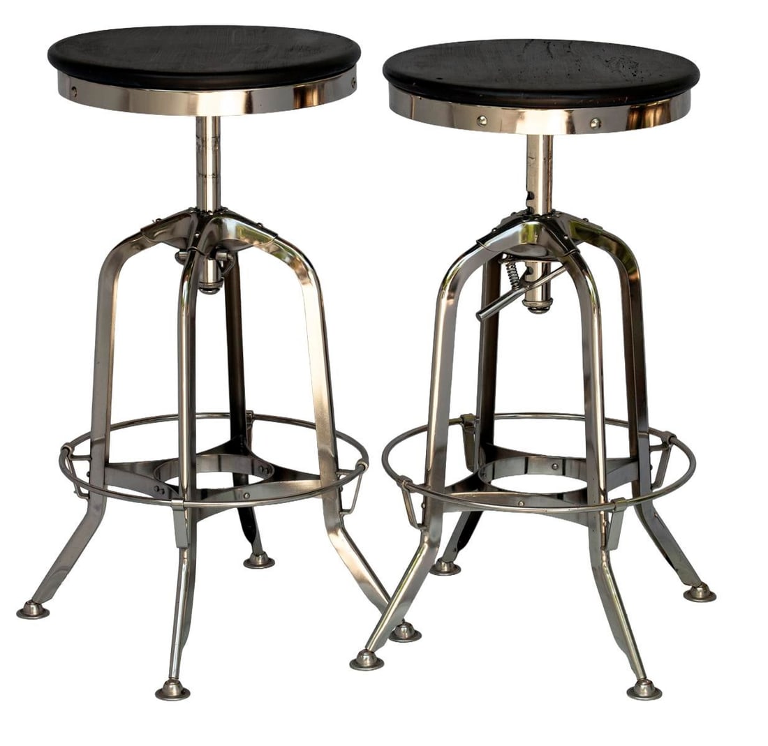 Vintage Rh Chrome & Wood Bar Stool, Pair - 5